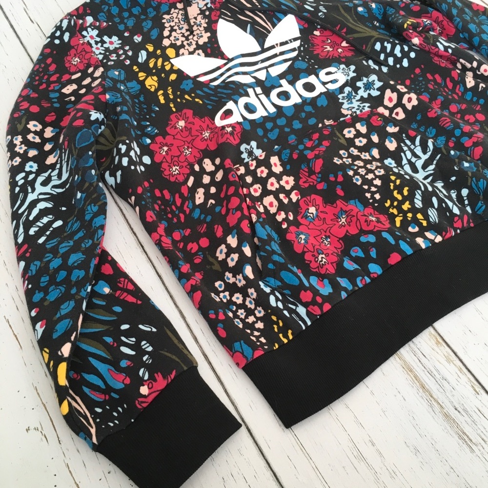 Rare Adidas Originals Floral Trefoil Sweatshirt - Picture 4 of 11